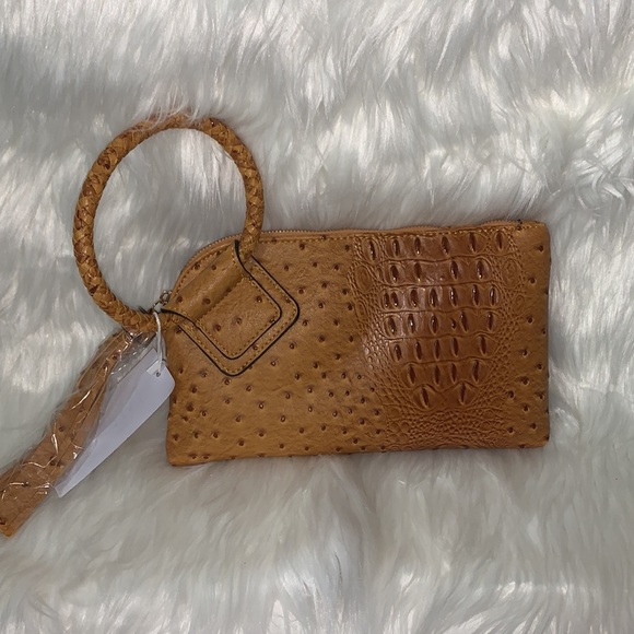 Various Color Vegan ostrich Print Wristlets Bundle (1 Blk, 1Coffee, 1 Blue) - Picture 4 of 14